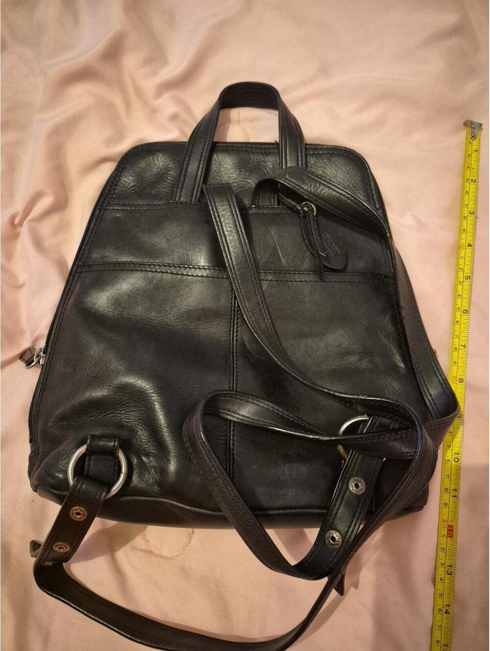 Authentic VTG Rolfs Black Leather Bacpack Purse Satchel Bag 10×10" - Picture 7 of 9